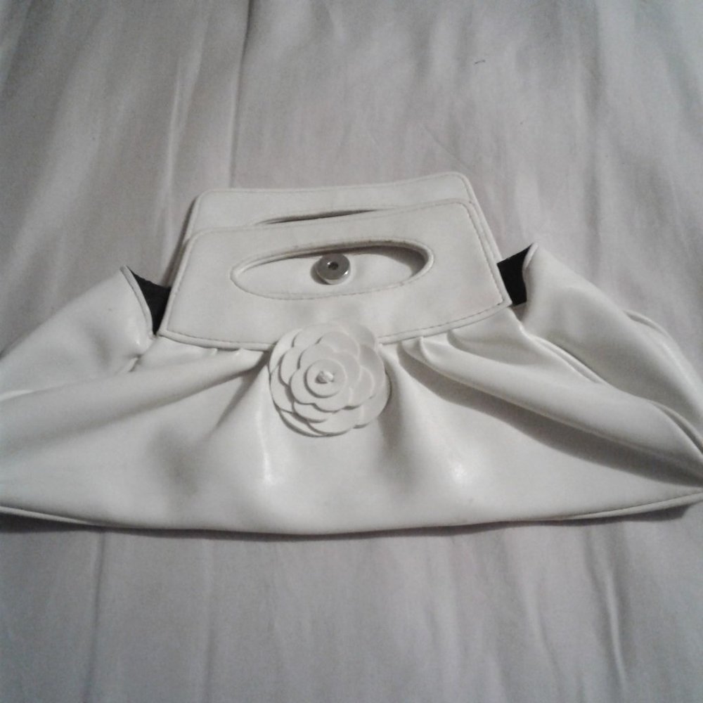 White Leather Hand Clutch